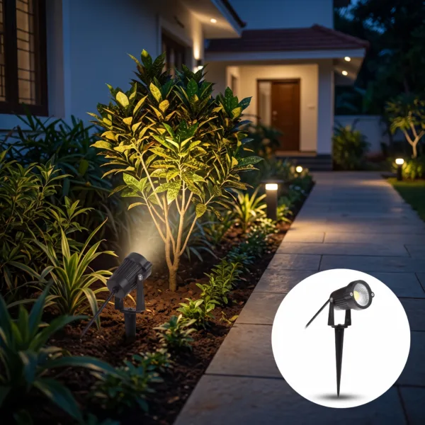 10 Watt garden spot light installed in garden