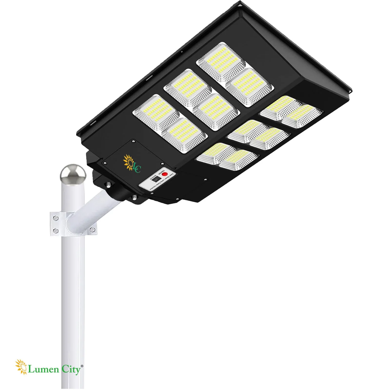 LED street light with energy-efficient design for outdoor illumination.