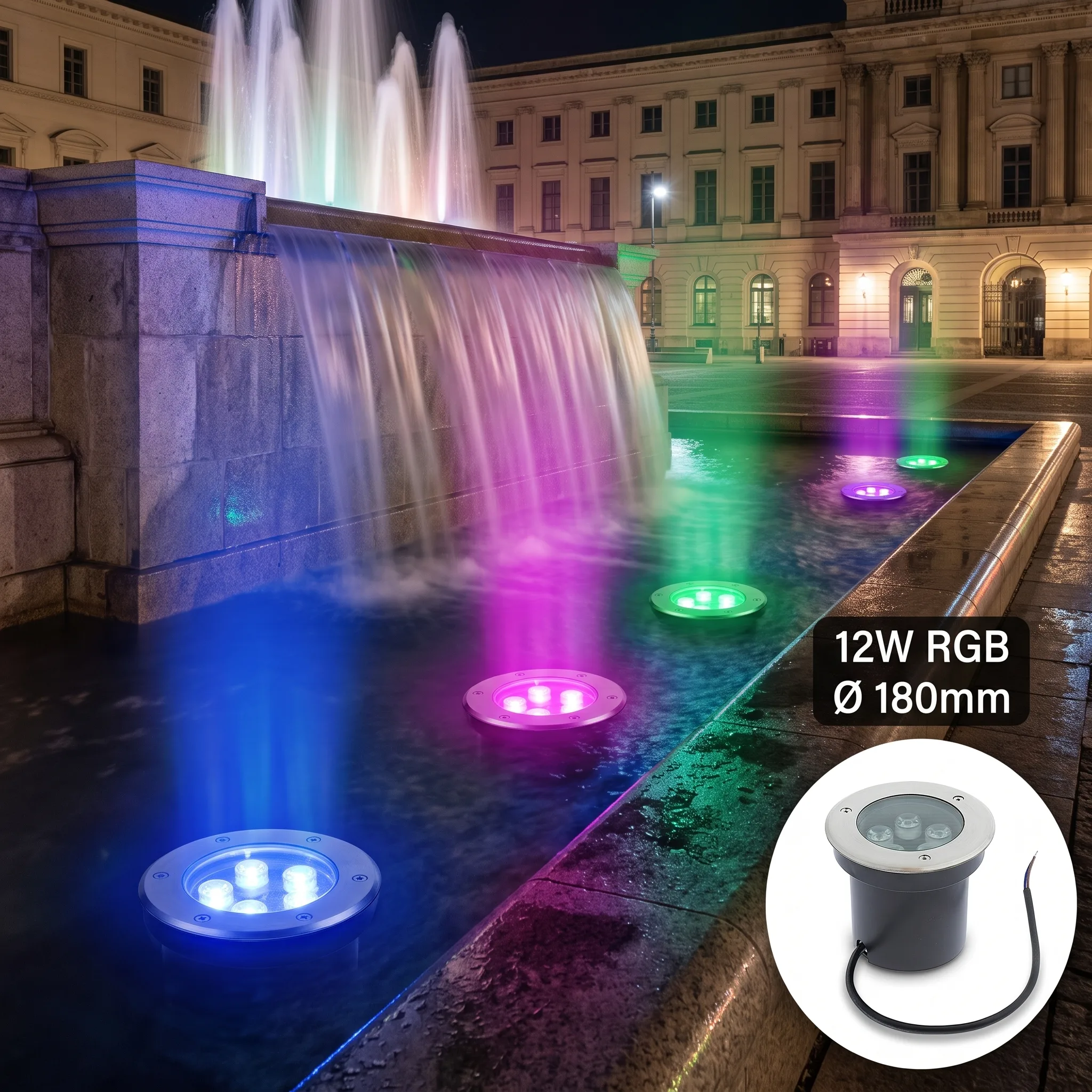 12W RGB Burial Light - With Remote