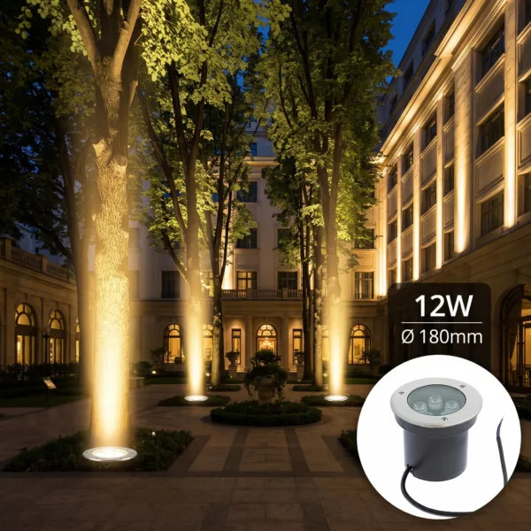 12 Watt Warm White Burial Light installed in a commercial Mall
