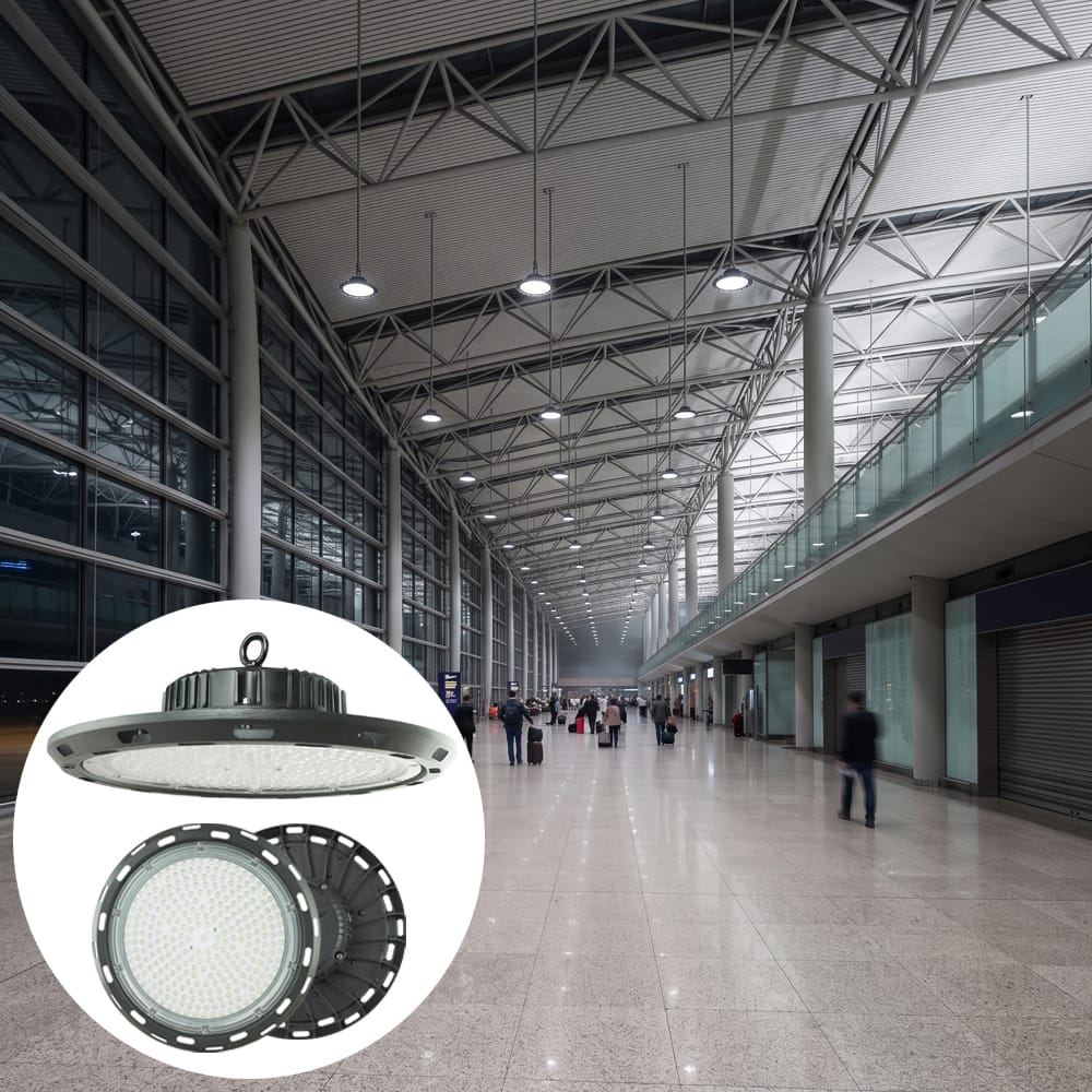 200 watt highbay light installed in a mall