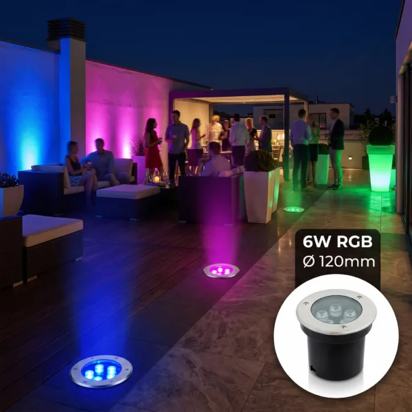 6 Watt RGB Burial Light Installed on a rooftop restaurant
