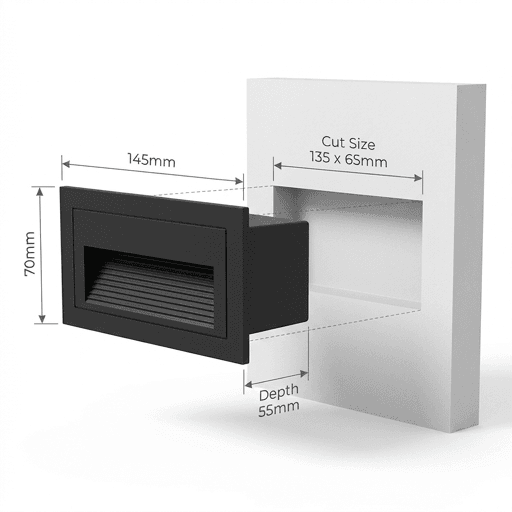 6W LED Step Light – Rectangular Recessed | 145×70mm - Image 3