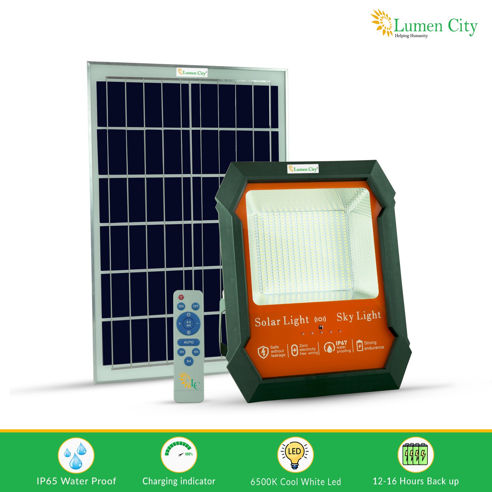 18W Solar Flood Light – 5730 LED | 12-16Hr | Remote Control - Image 5