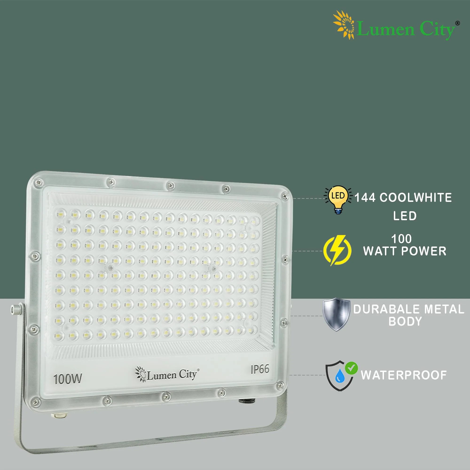 100W  | IP65 Rating | 12000 Lumens | Cool White | Slim Flood Light - Image 4