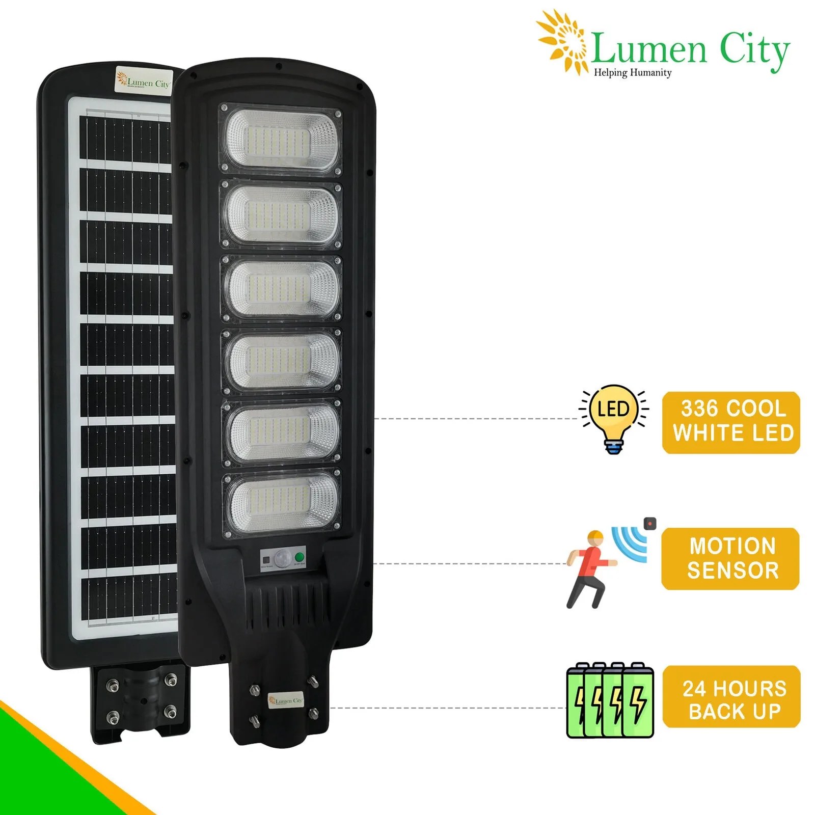 Bright LED street light with motion sensor and 24-hour backup, energy-efficient solar-powered lighti.