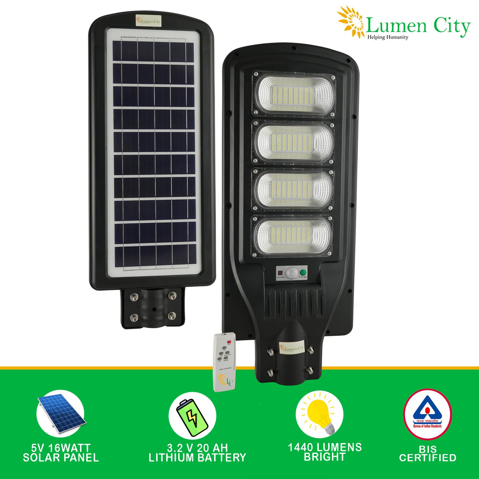 Solar Street Light 12W | Remote Control | 2 days Backup | 20000 mah Battery - Image 7