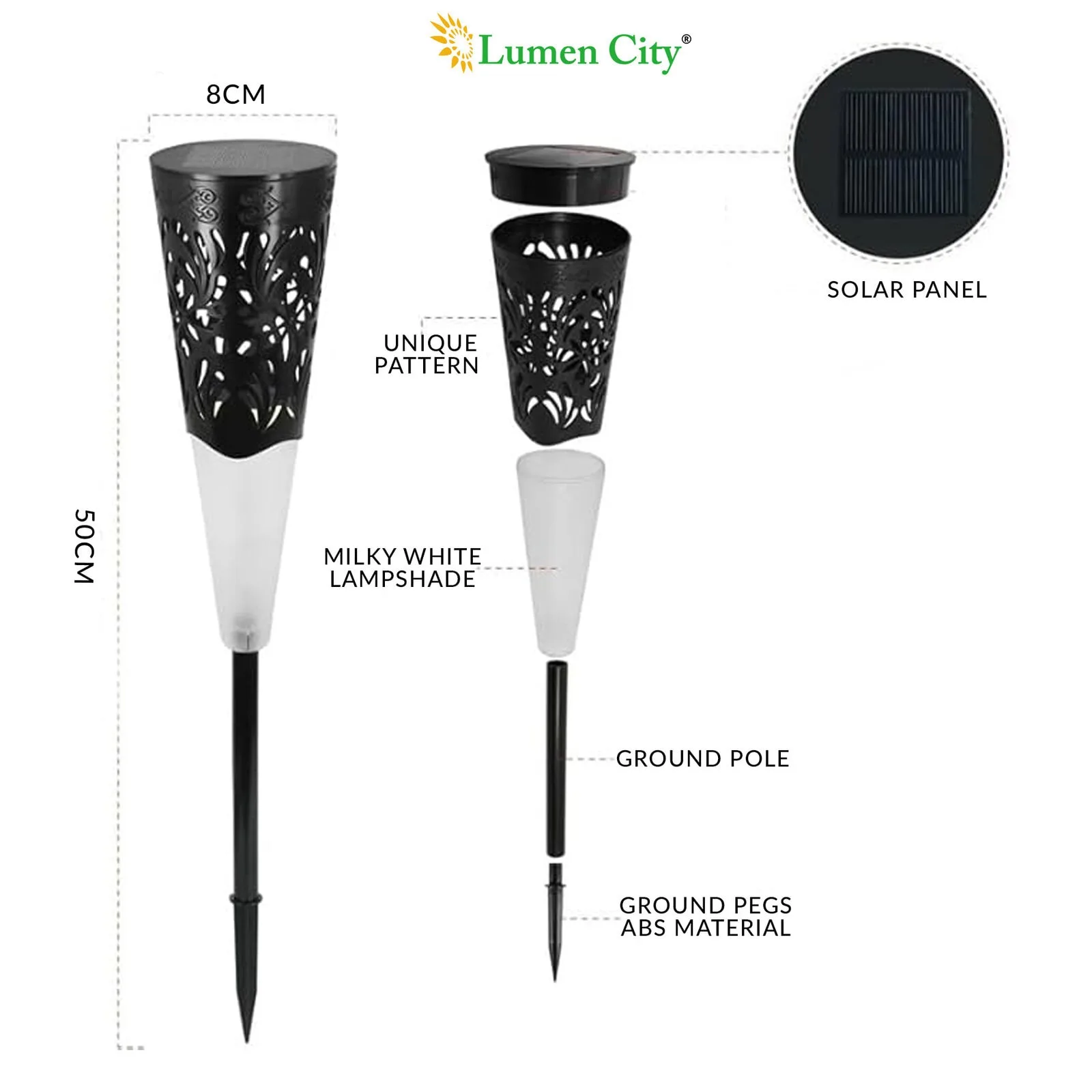 Solar Decorative Spike Light – Hollow Pattern | IP65 | Pack of 6 - Image 3
