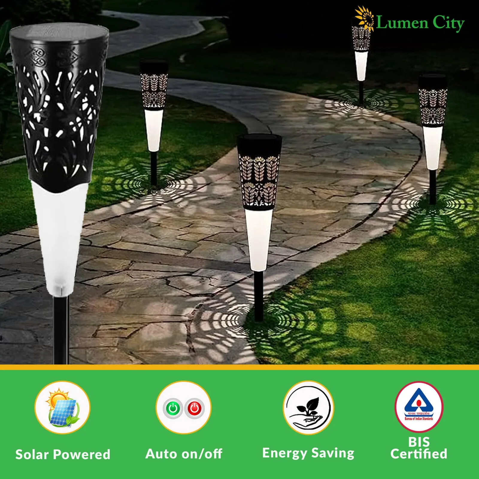 Solar Decorative Spike Light – Hollow Pattern | IP65 | Pack of 6 - Image 4
