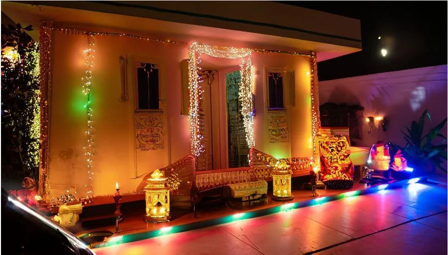 Home Decorated Using Solar Garden Light