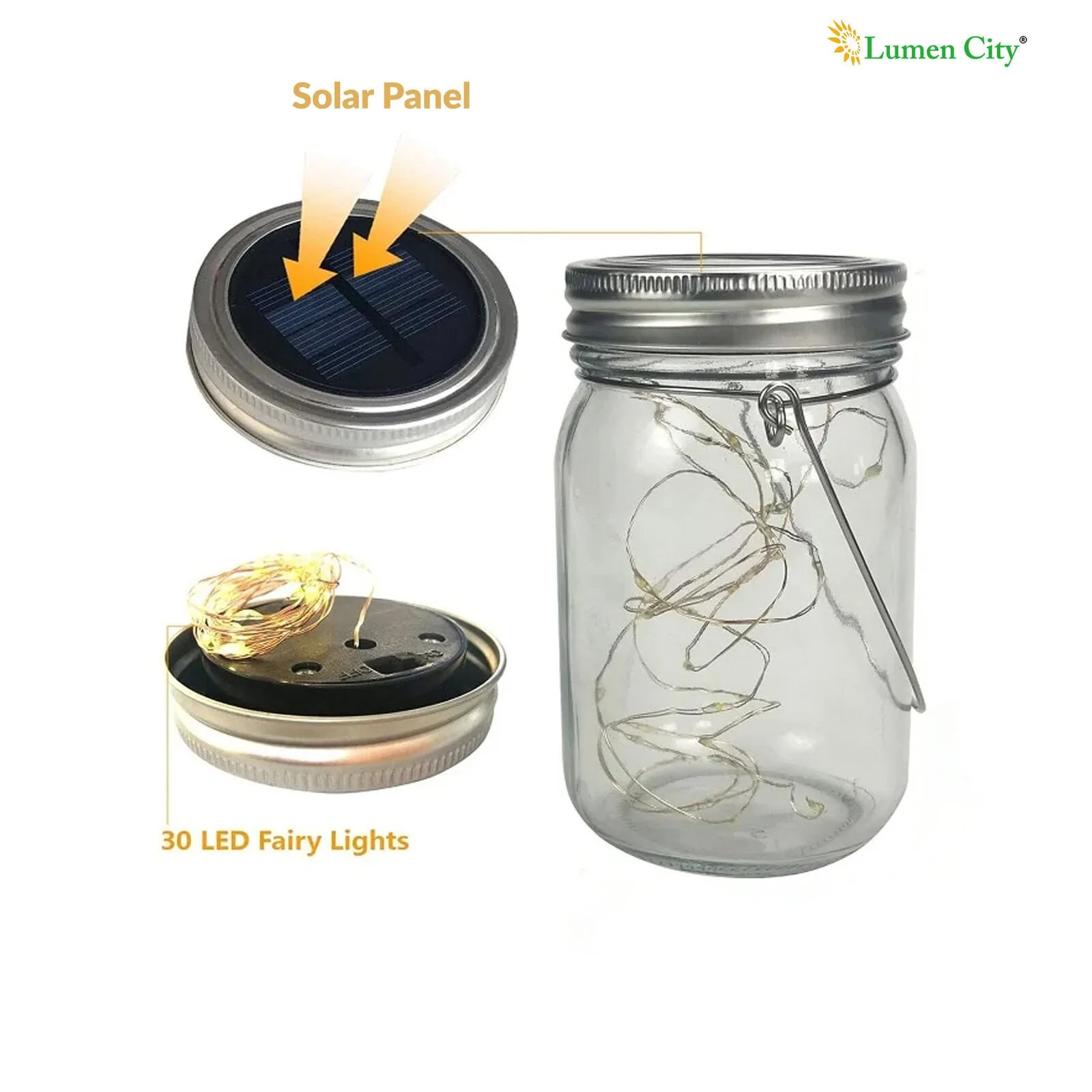 Solar Mason Jar Fairy Light – 32 LED String | IP65 | 8-10Hr - Image 3