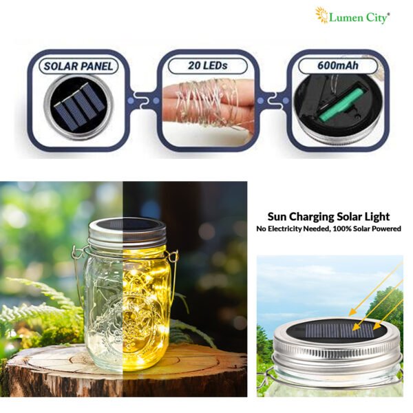 Solar Mason Jar Lights -1pc - Image 4