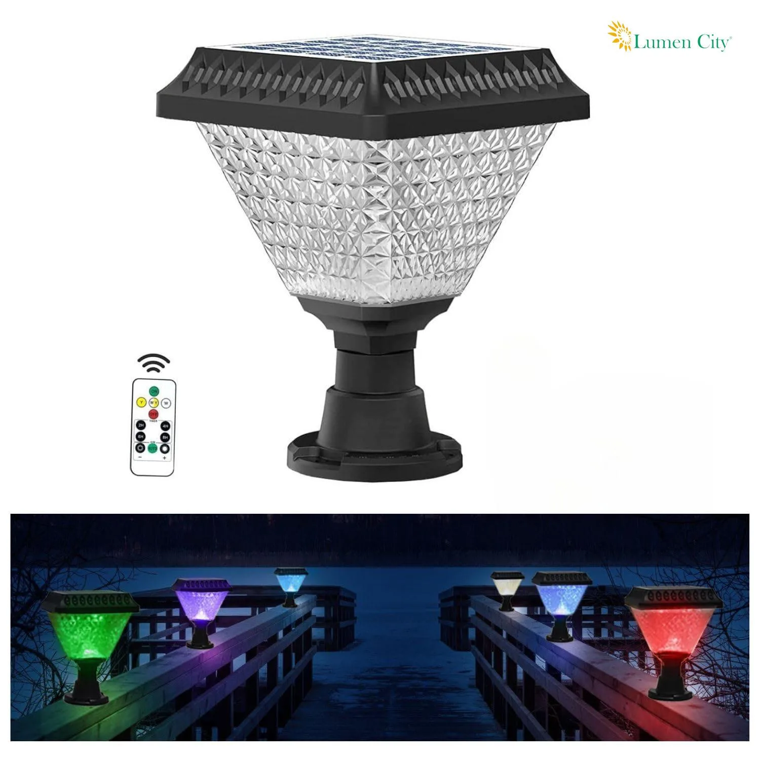 5W Solar Gate Pillar Light Mini Diamond – 3-in-1 RGB, IP65, 8-12Hr Backup, 2200mAh Battery, Remote Control, Gate Pillar India