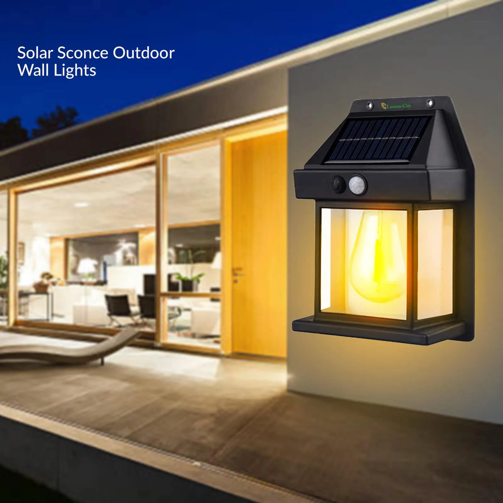Solar Outdoor Wall Sconce – Filament LED | IP65 | House Front - Image 7