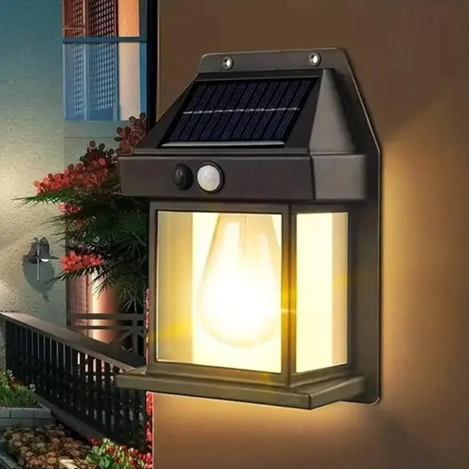 Solar Outdoor Wall Sconce – Filament LED | IP65 | House Front - Image 6