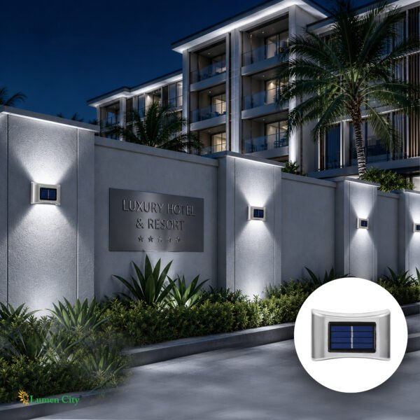Solar Outdoor Wall Light – Auto On/Off | IP65 | Pack of 4