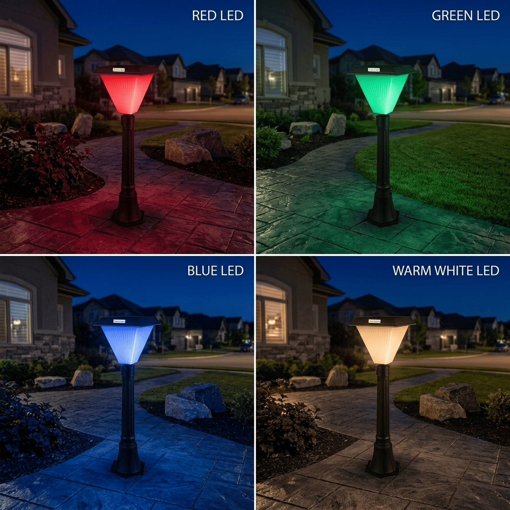 Solar Powered Garden Post lamp Installed in the Garden