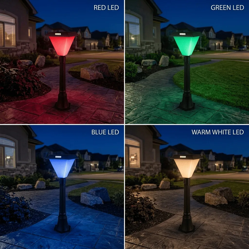 Solar Powered Garden Post lamp Installed in the Garden