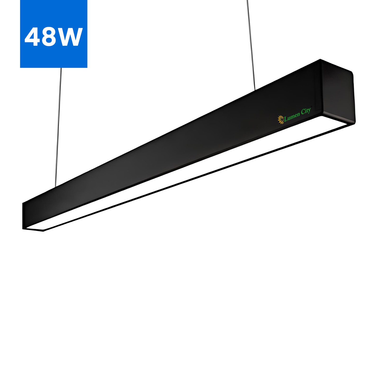 Hanging Tube Light | Aluminum Body | 3.9FT - BLACK | 48 WATT