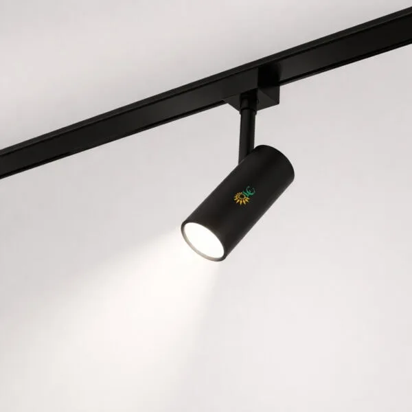 LED track lighting fixture with Lumencity logo, modern and energy-efficient illumination.