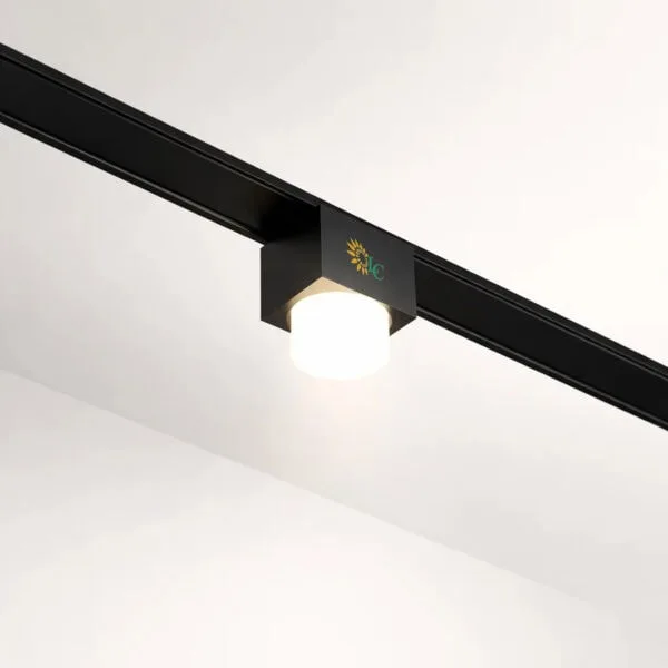 Elegant modern ceiling light fixture with sleek black track and white bulb, ideal for contemporary i.