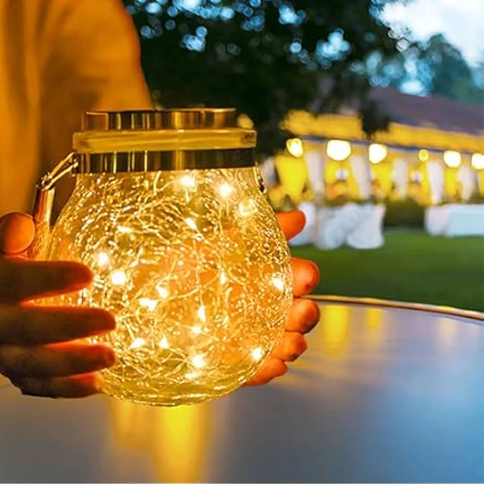 Solar Hanging Jar Light – Crackle Glass | 32 LED | IP65 - Image 7