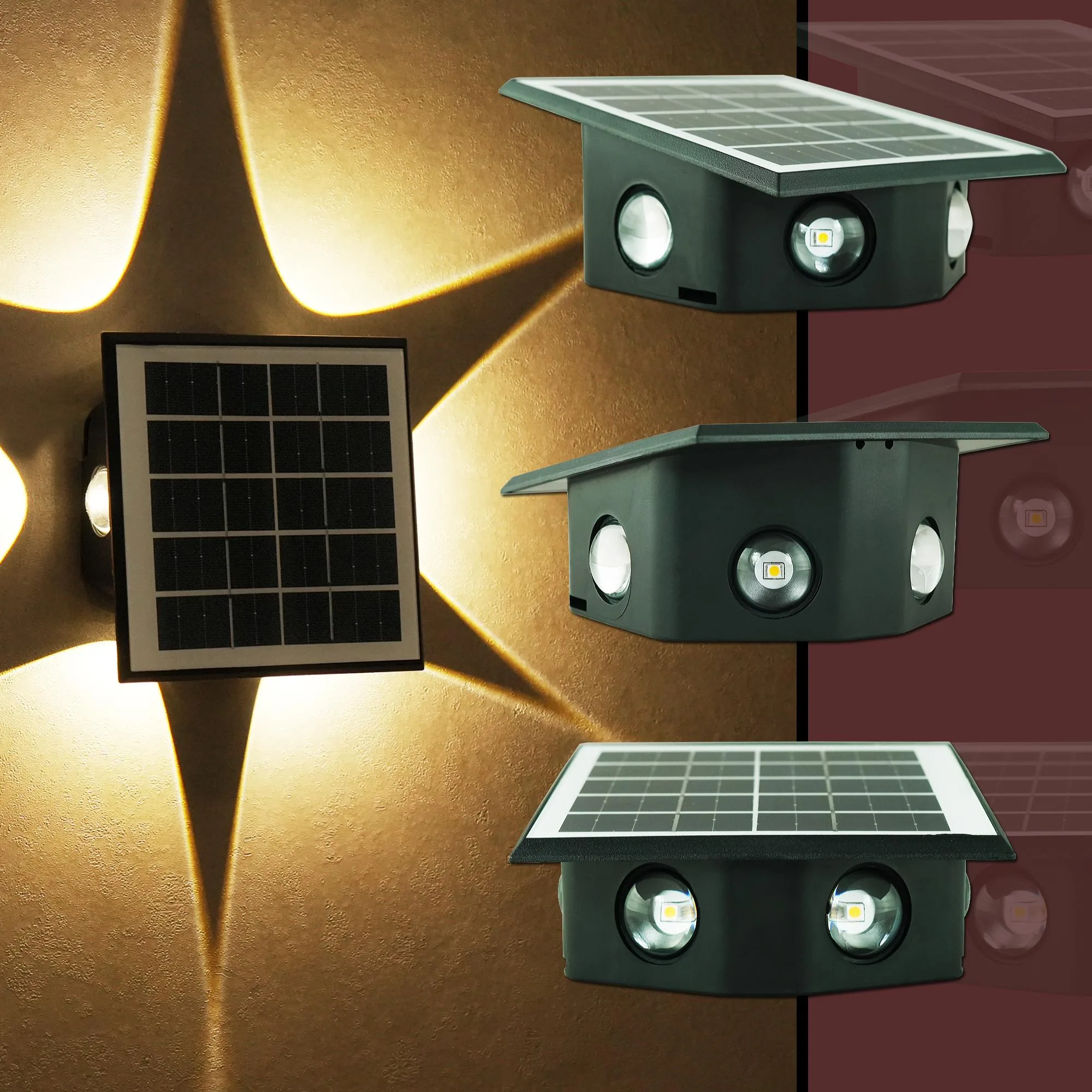 Solar Garden Wall Light 6 Way Star – Warm White | 8-12Hr - Image 2