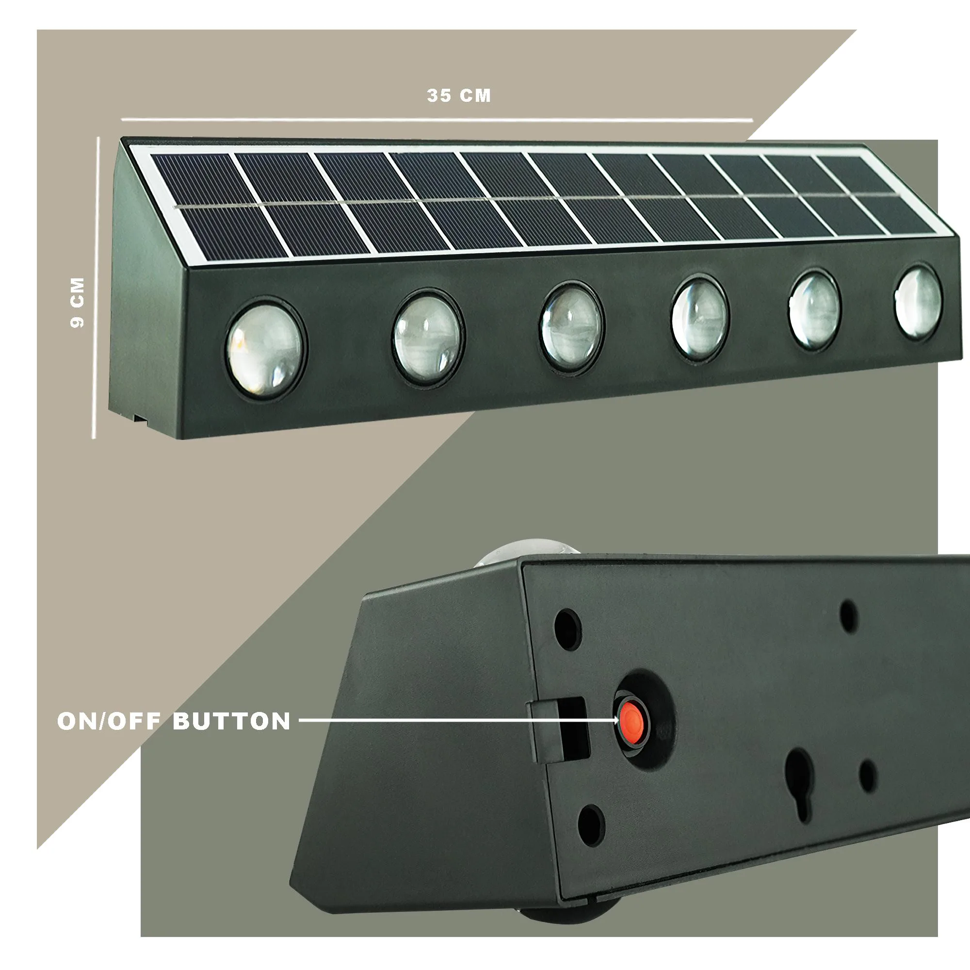 Solar Garden Wall Light 12 Lens – Warm White | 2400mAh | 8-12Hr - Image 6