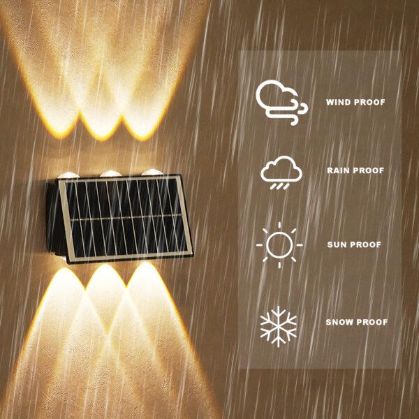 6 Lens Garden Wall Light Solar Powered | Warm White_1