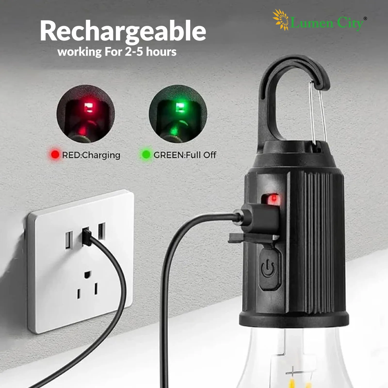 Solar Hanging Bulb – Filament LED | IP65 | Carabiner Hook - Image 5