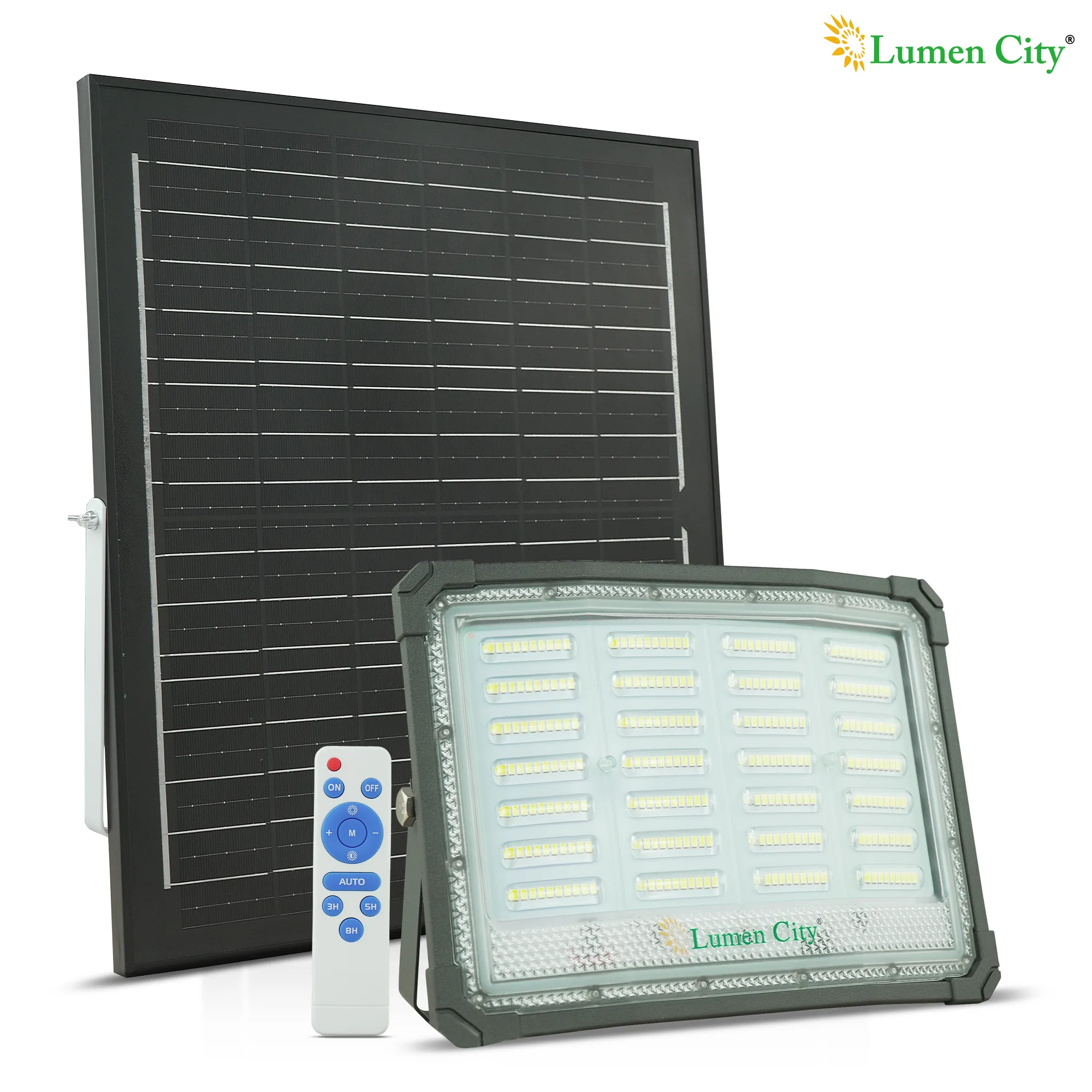 15W Solar Flood Light Lens Model – 280 Pcs LED, 12-14Hr Backup, 20Ah LiFePO4, IP65, Remote Control, Compound Parking India