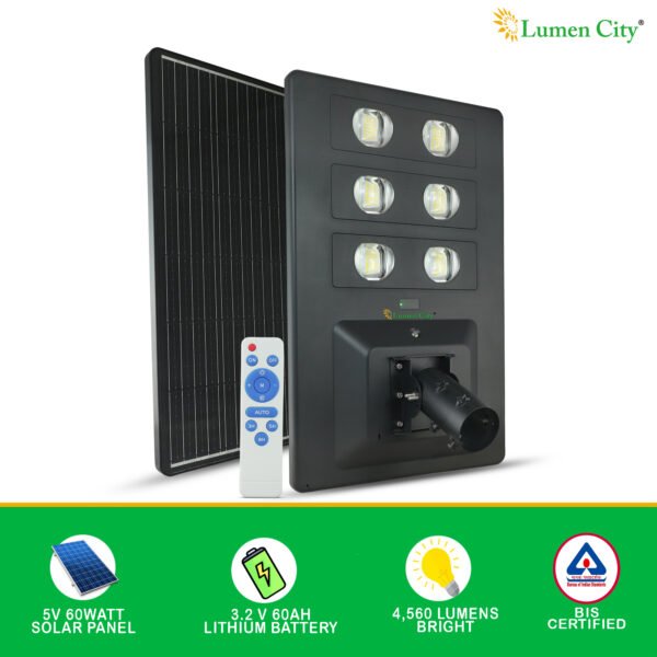 Lens Solar Street Light 38W | Remote Control | 18-24 Hr Backup | 60000 mah Battery | Radar Sensor_2