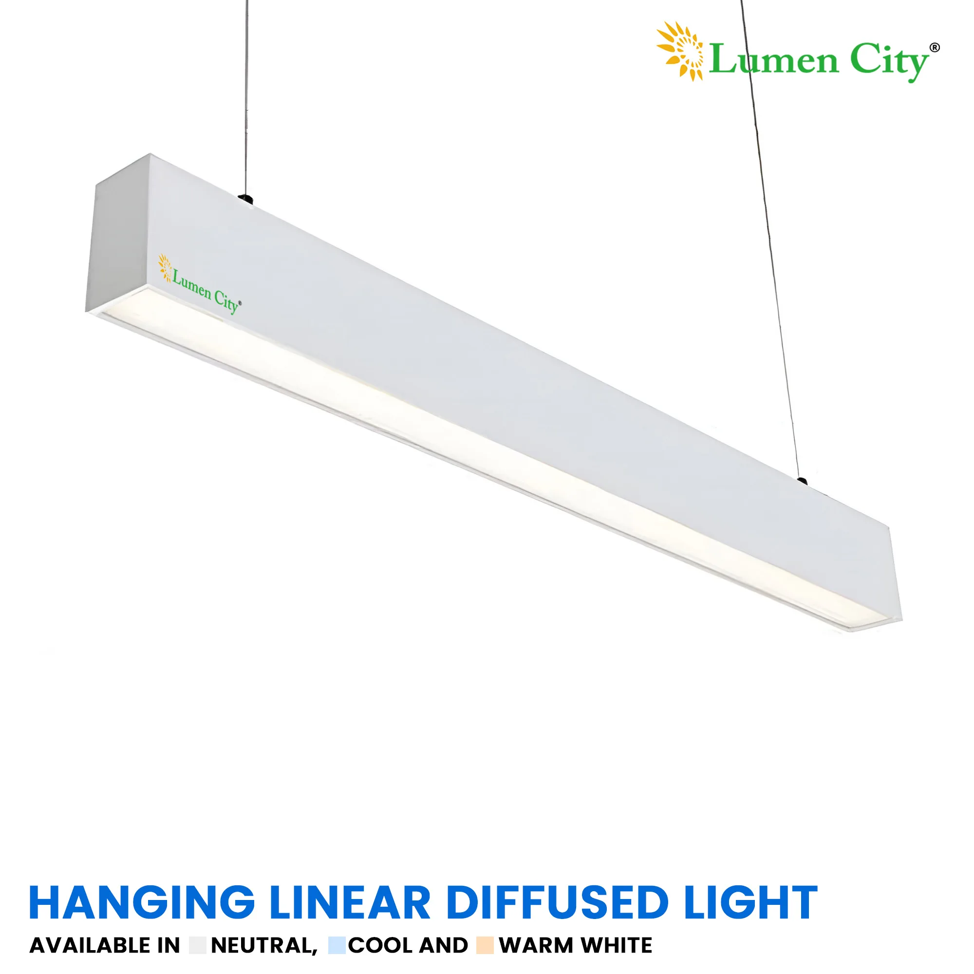 36W LED Hanging Tube Light | Aluminium White | Cool White - Image 2
