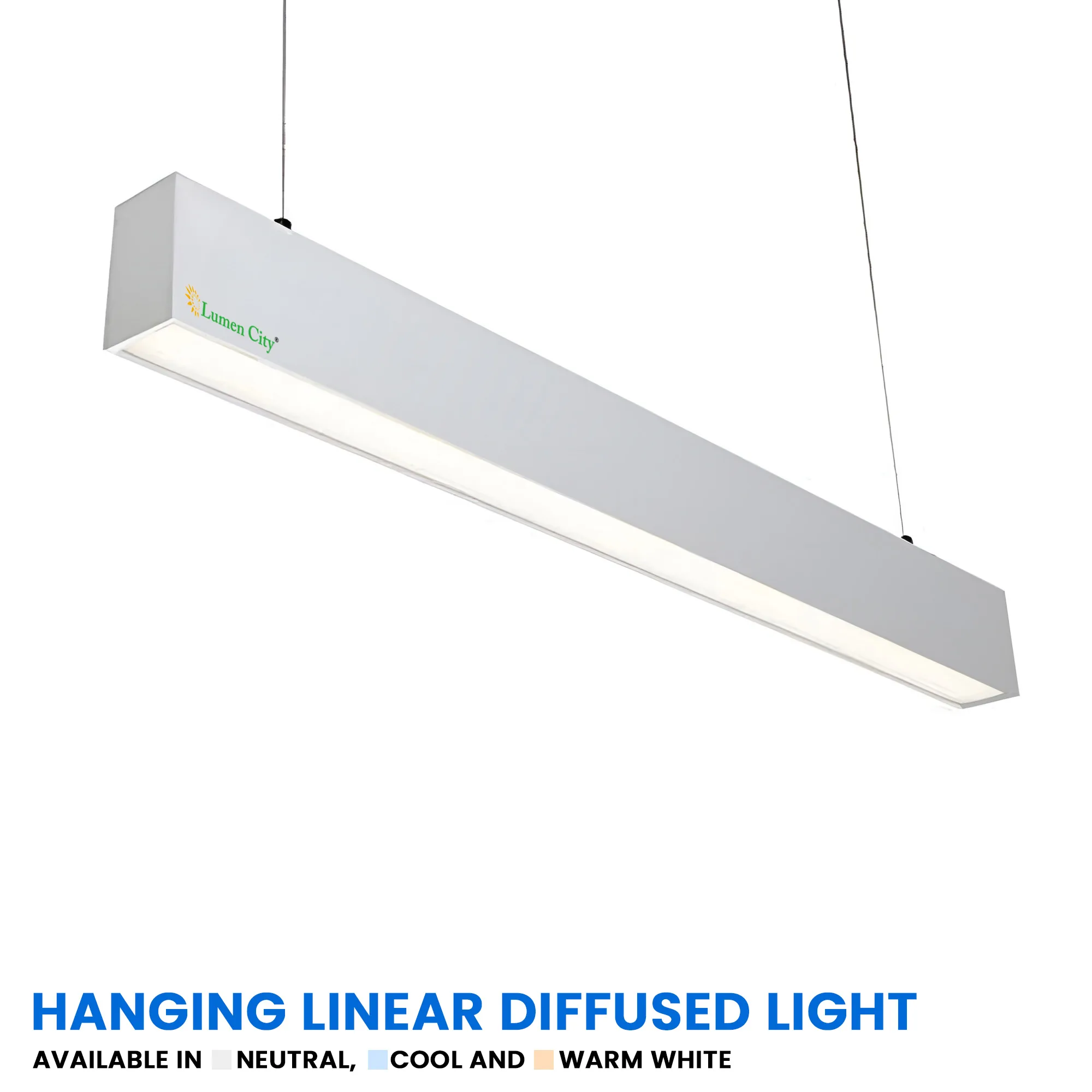 36W LED Hanging Tube Light | Aluminium Silver | Warm White - Image 2