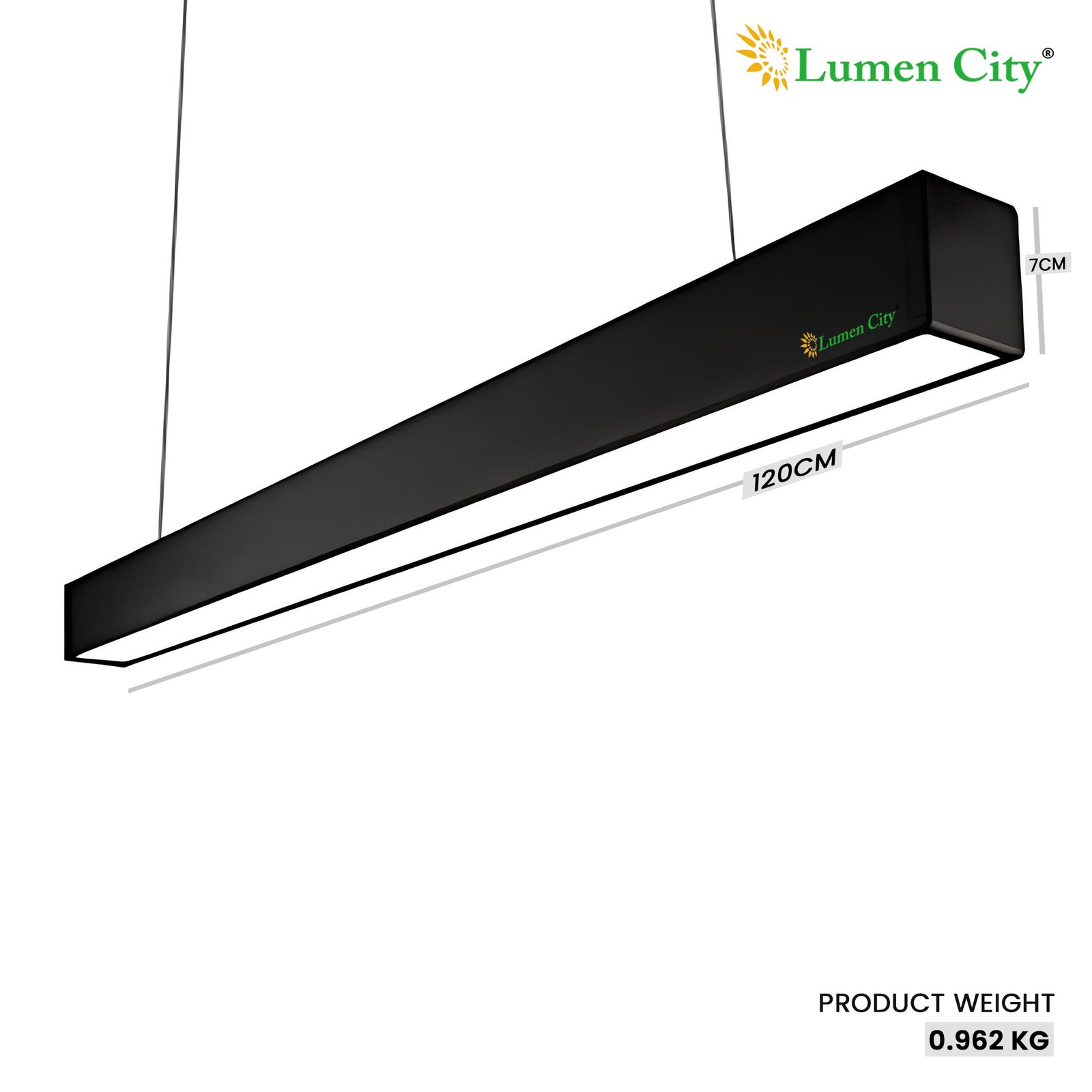 Hanging Tube Light | Aluminum Body | 3.9FT - BLACK | 48 WATT - Image 3