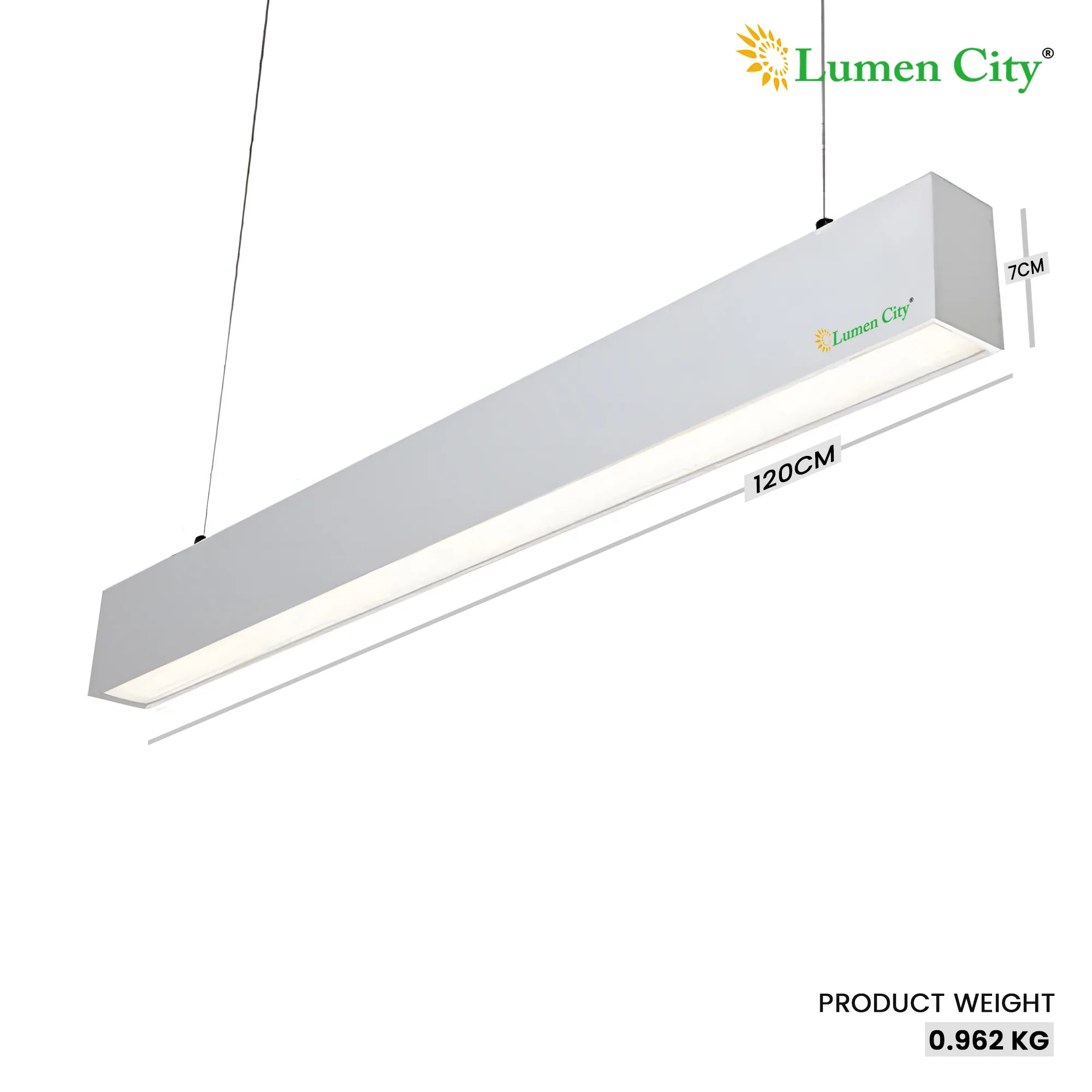 48W LED Hanging Tube Light | Aluminium Silver | Warm White - Image 3