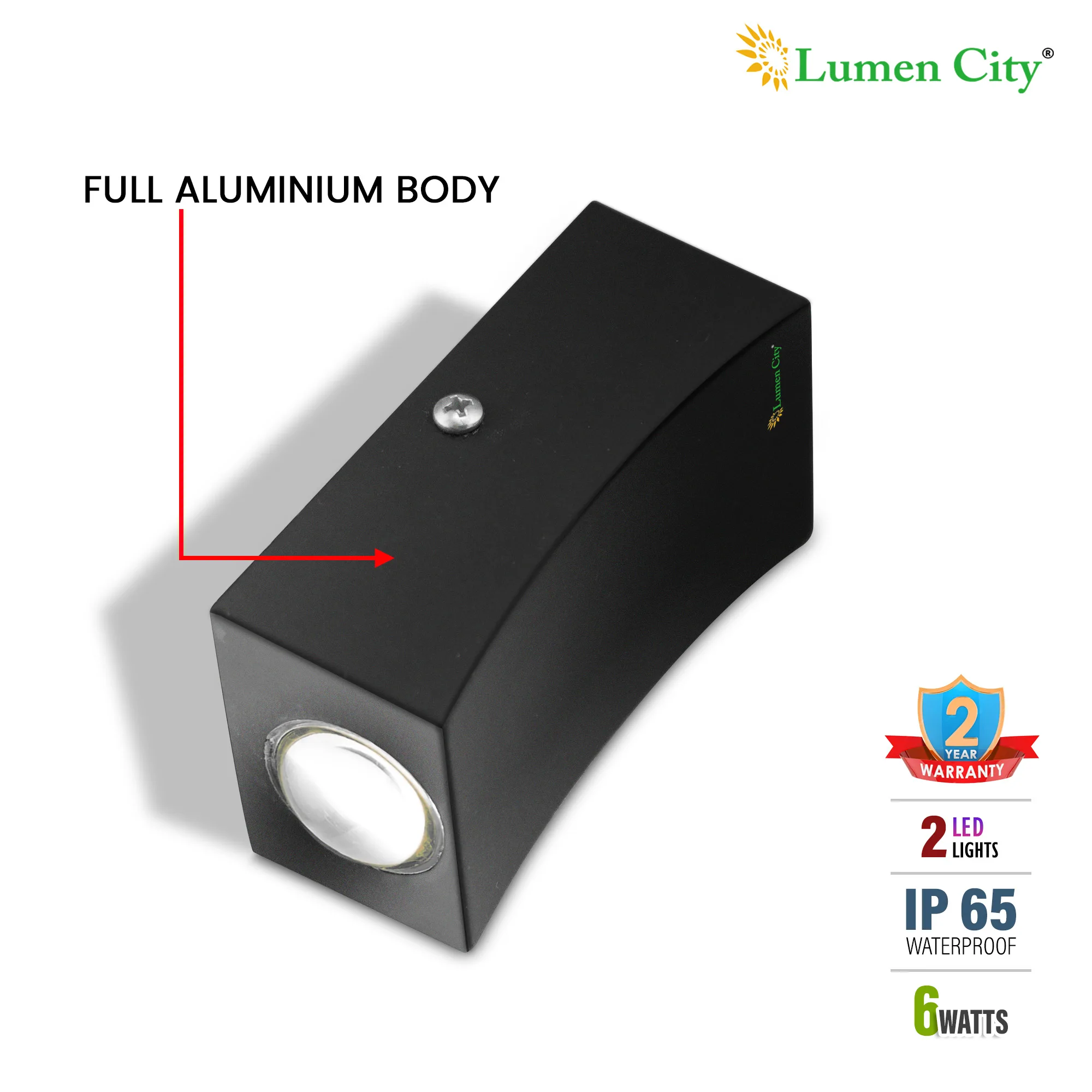 6 Watt LED Wall Elevation Light 2 Way – EPISTAR | IP65 | Aluminium - Image 4