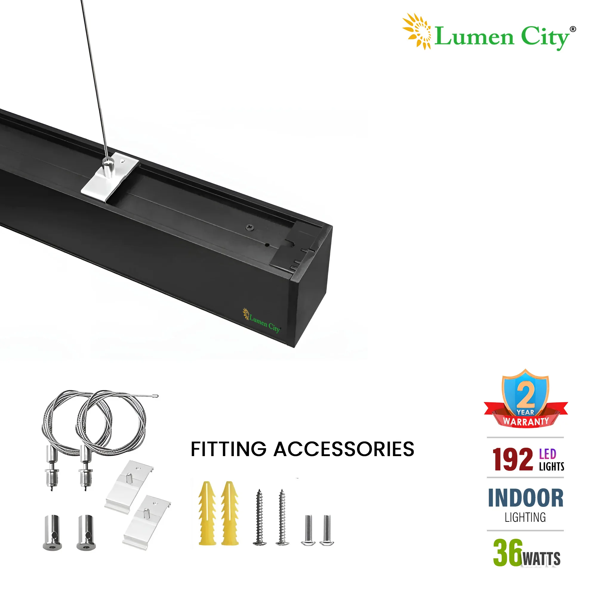 36W LED Hanging Tube Light | Aluminium Black | Neutral White - Image 4