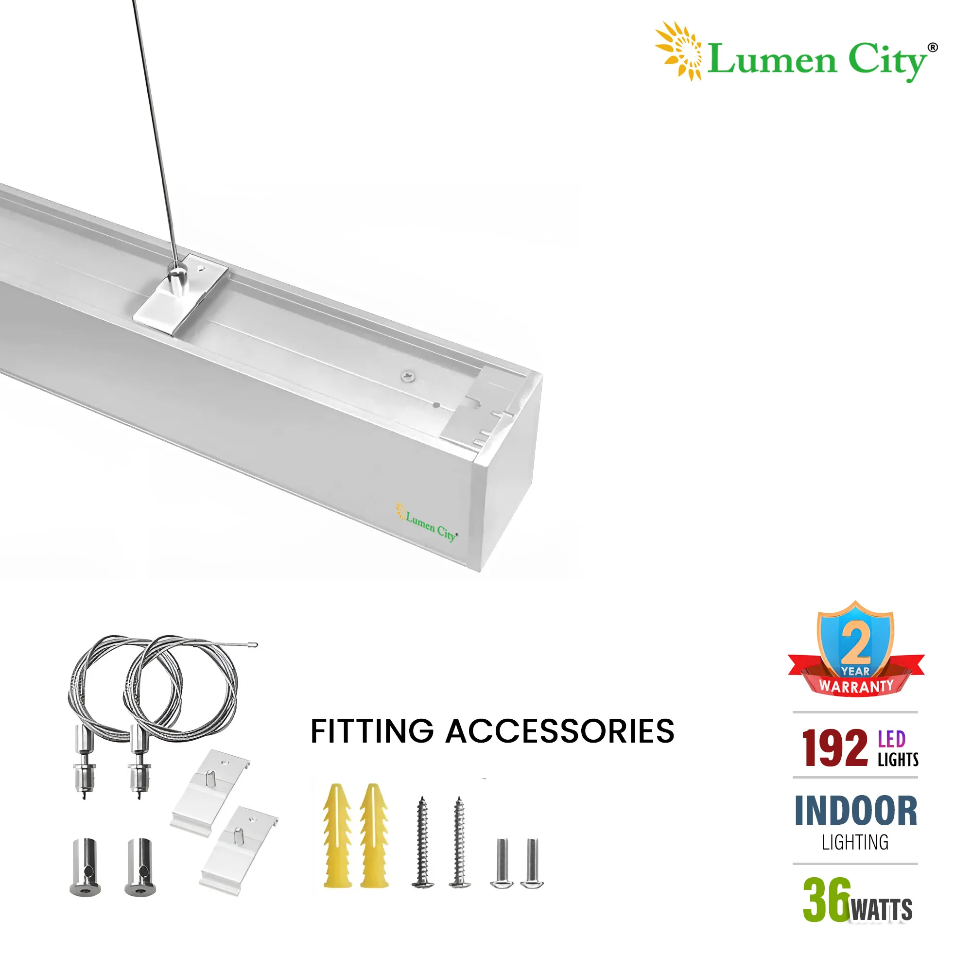 36W LED Hanging Tube Light | Aluminium White | Cool White - Image 4