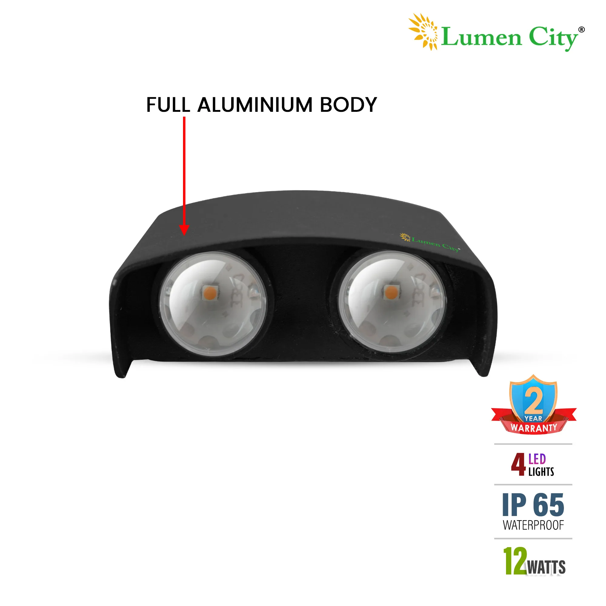 4 Lens Up Down Wall Light – 2+2 Beam | 140mm - Image 4