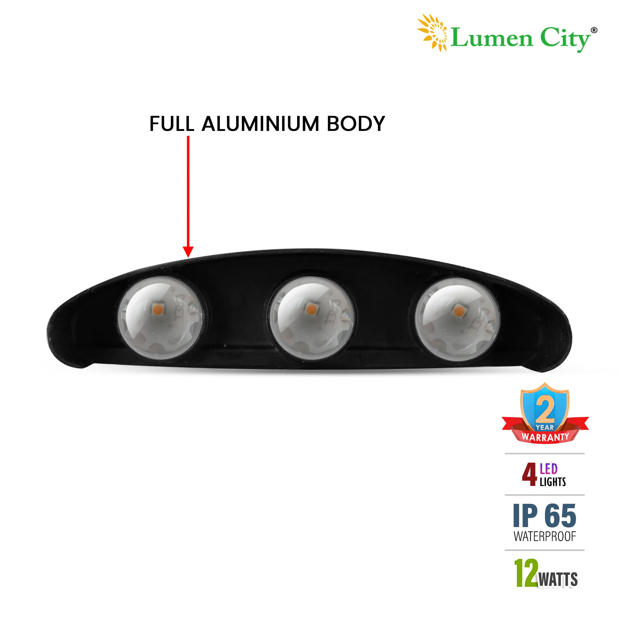 6 Lens Up Down Wall Light – 3+3 Beam | 180mm - Image 4