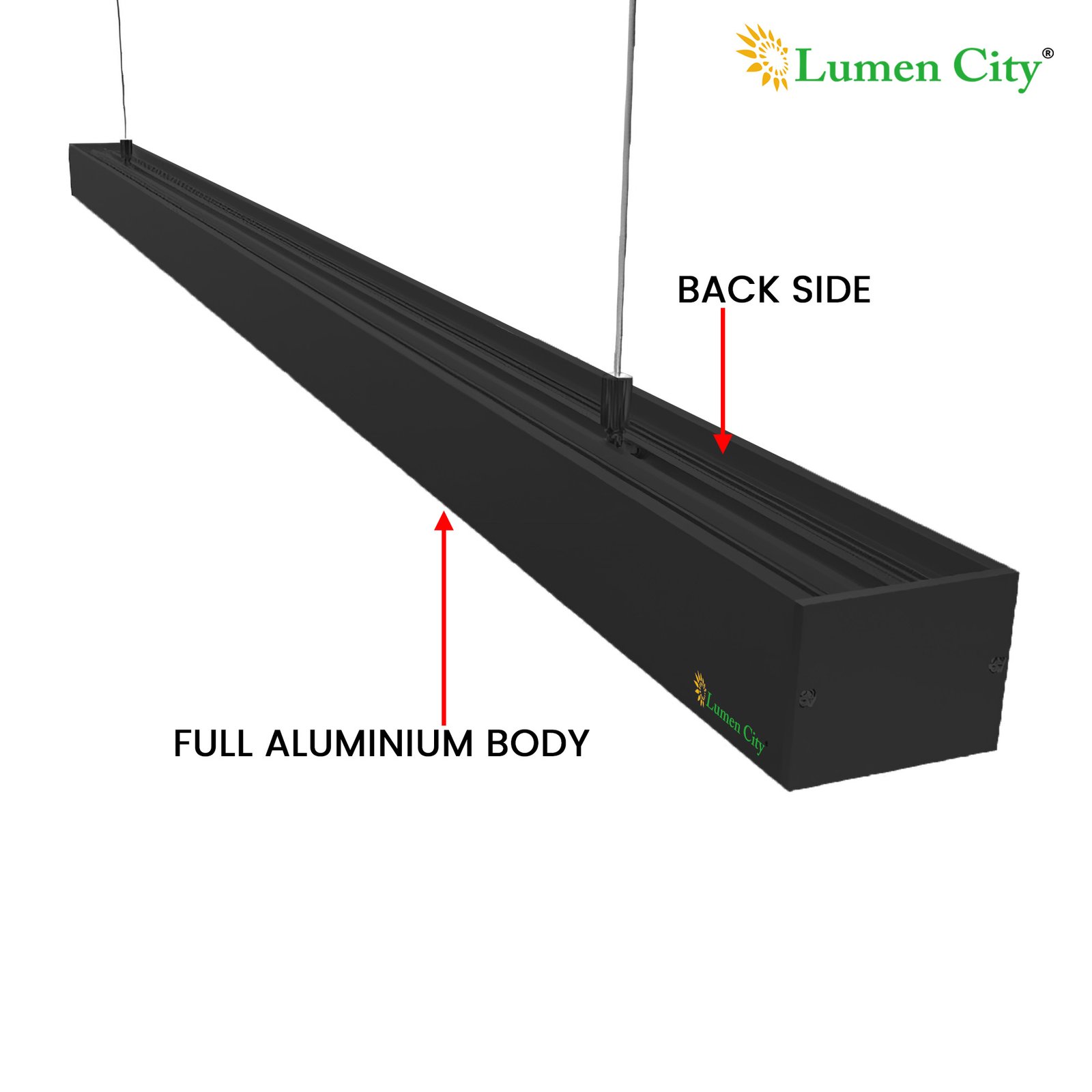 Hanging Tube Light | Aluminum Body | 3.9FT - BLACK | 48 WATT - Image 5