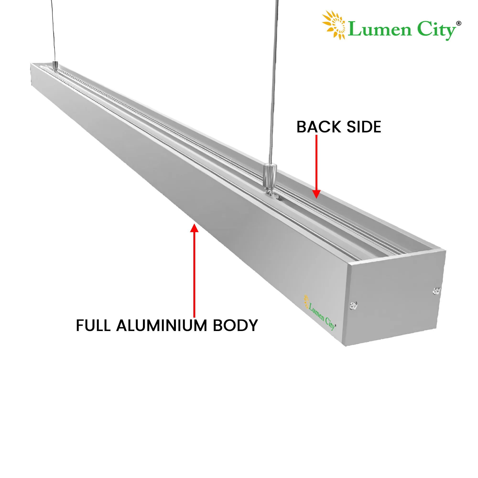 48W LED Hanging Tube Light | Aluminium Silver | Warm White - Image 5