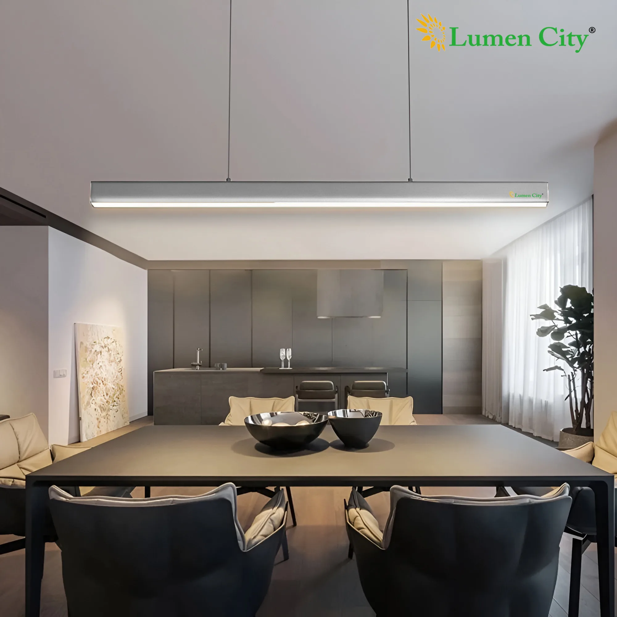 36W LED Hanging Tube Light | Aluminium White | Cool White - Image 6