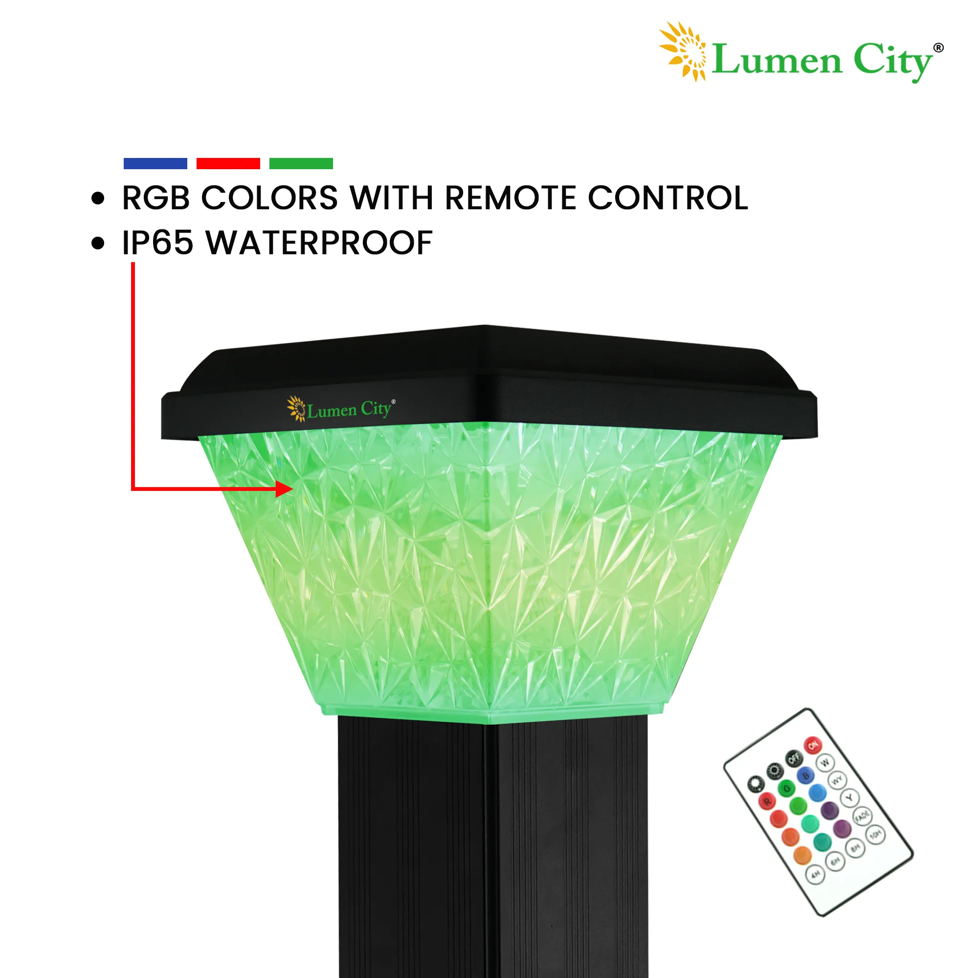 5W Solar Bollard Garden Light – 3-in-1 RGB | Remote | IP65 - Image 6