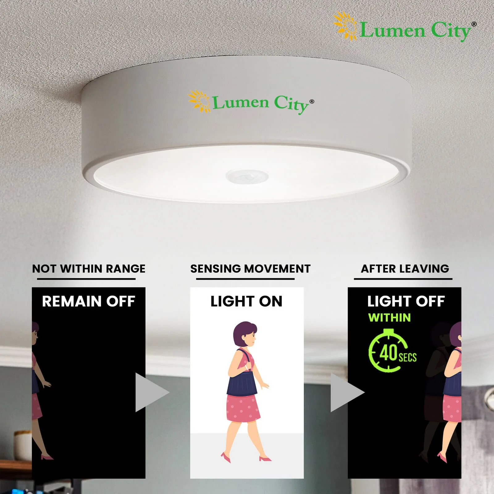 24W Motion Sensor LED Ceiling Light | Round | 2700K Warm White - Image 6