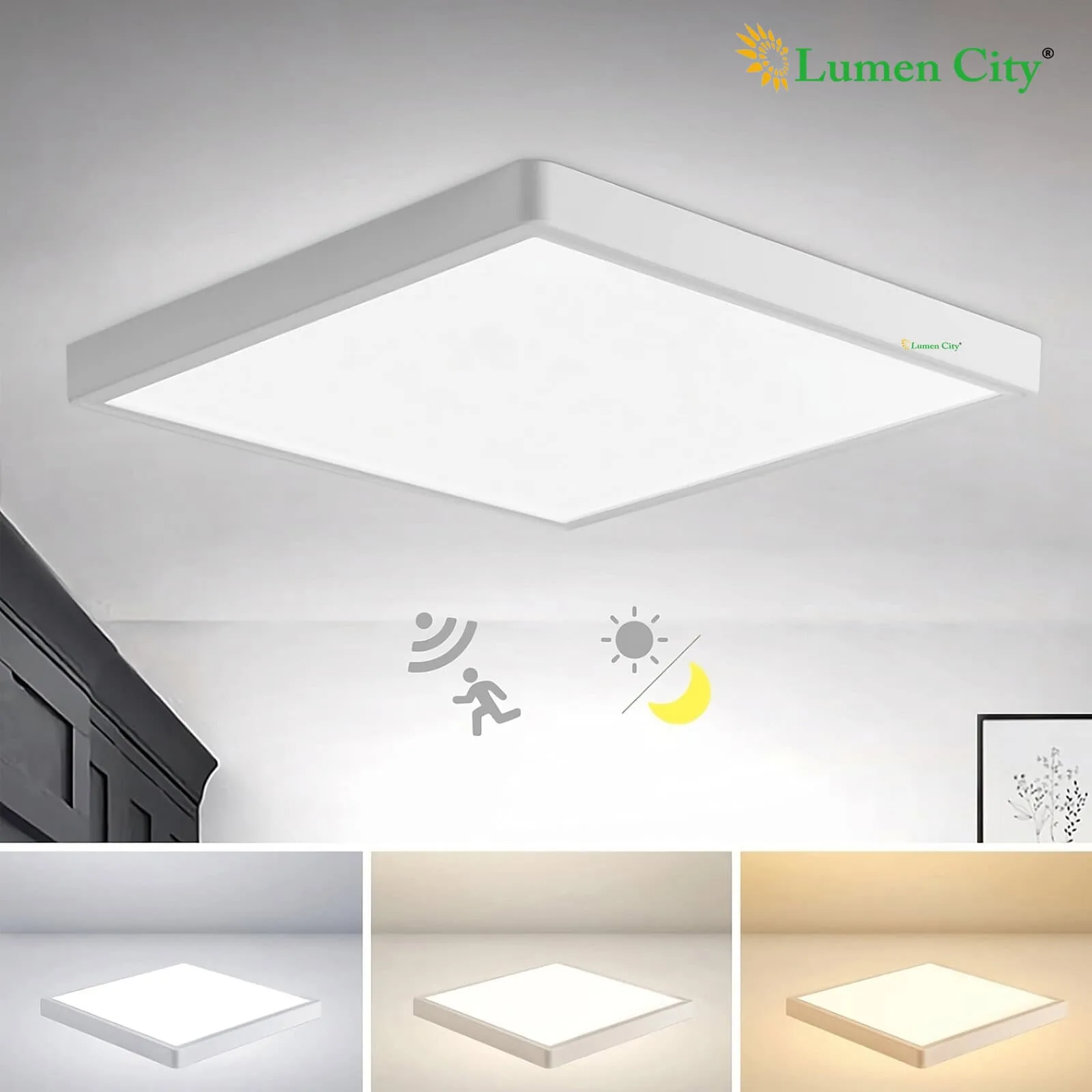 12W Motion Sensor LED Ceiling Light | Square | 6500K Cool White - Image 7