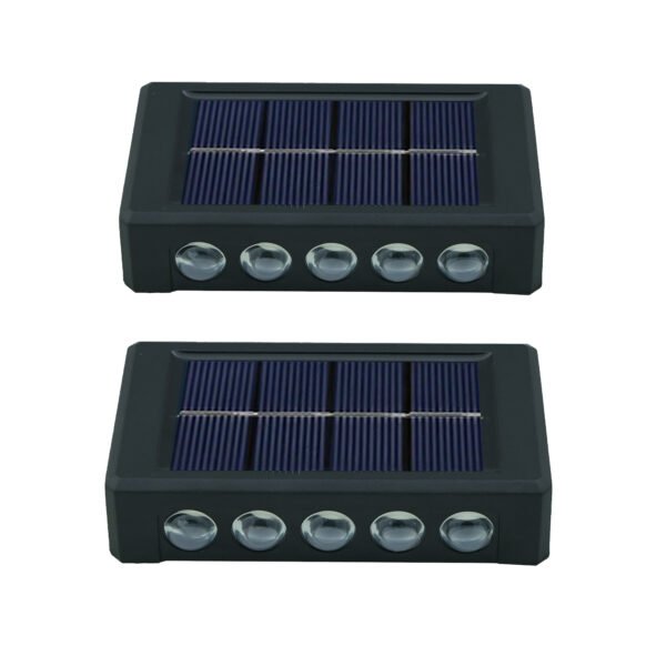 Solar Garden Light For Wall | 10 LED | Warm White | Lens Model (Set of 2 )
