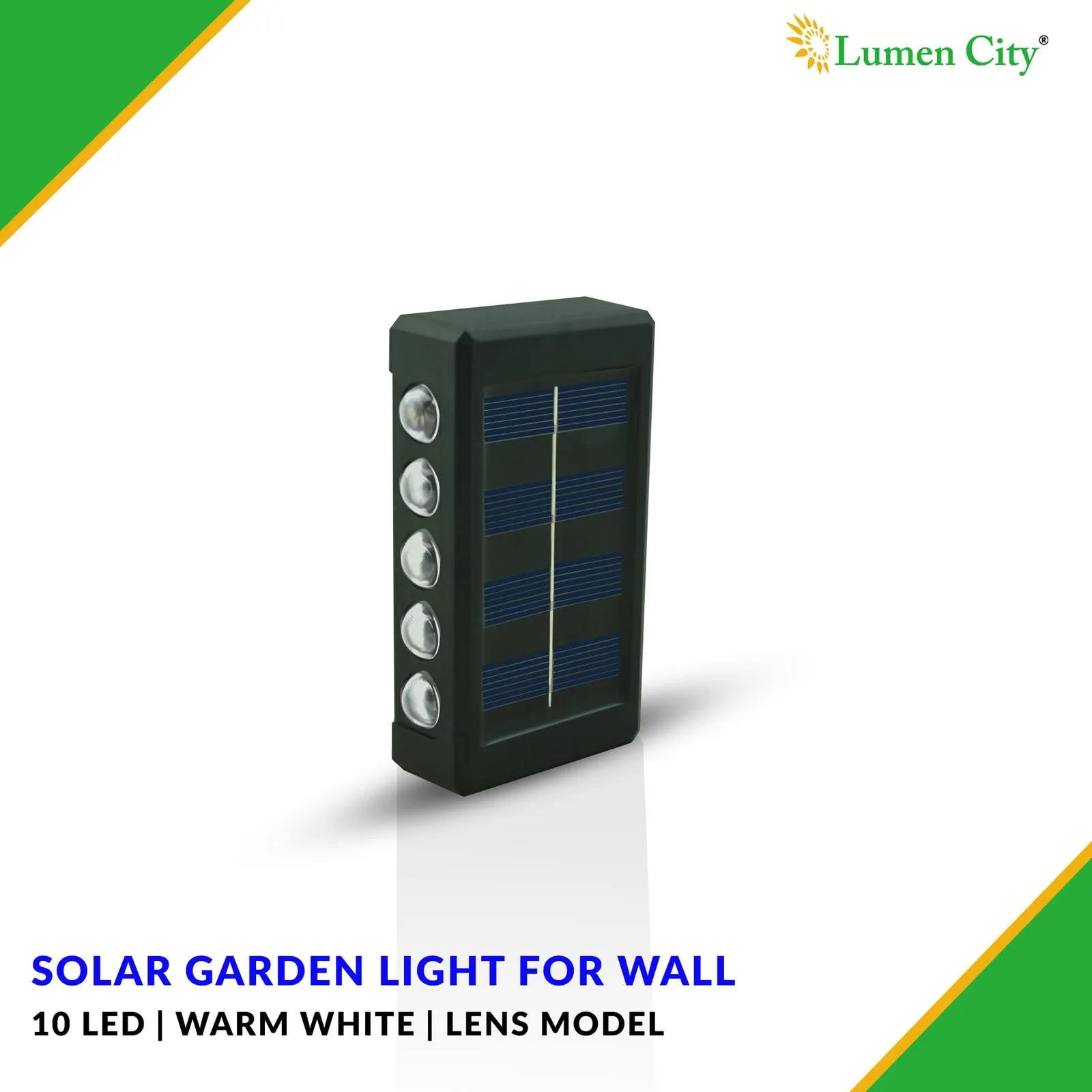 Solar Garden Wall Light – 10 LED Lens | IP65 | Auto On/Off - Image 5