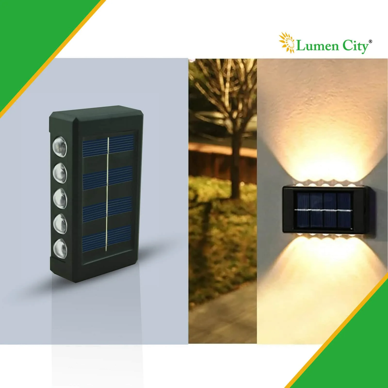 Solar Garden Wall Light – 10 LED Lens | IP65 | Auto On/Off - Image 6